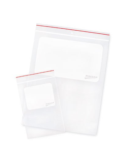 Bag, Zipper, Minigrip Write-on(Registered), 3 in.x5 in., 4 Mil, withHang Hole, 1000/PK, Associated Bag Company, 63-6-10W