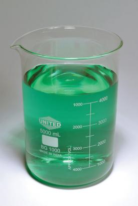 Beaker, Low Form, Borosilicate Glass, 5000 mL x 500 mL, Graduation Range 1000-4000 mL
