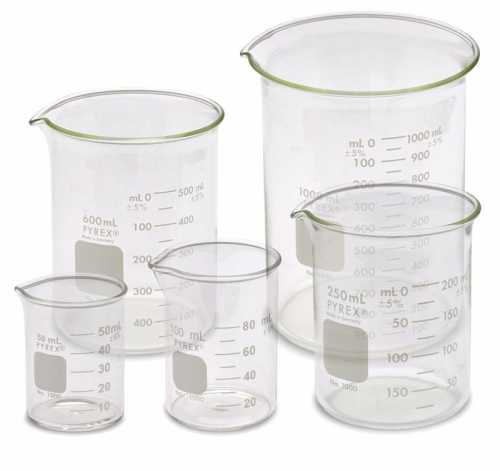 PYREX Beaker Assortment Pack, Griffin Low-Form, 5/CS, Corning , 1000-PACK