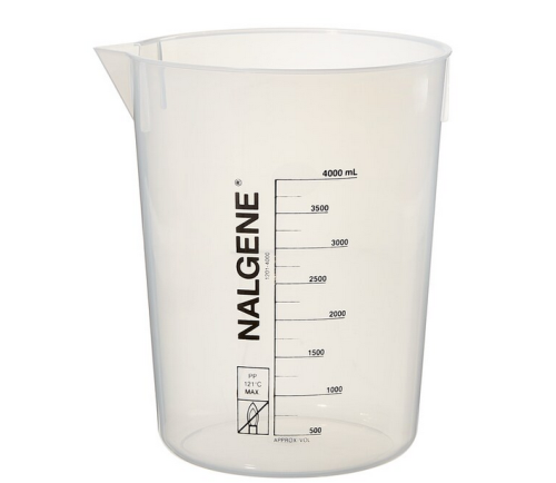 Nalgene Griffin Low Form Beaker, Polypropylene Copolymer (PPCO), 4000 mL, Thermo Scientific, 1201-4000