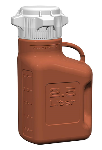 EZgrip Carboy, Amber High Density Polyethylene, 2.5 L, No Spigot, VersaCap 80, Foxx Life Sciences 15K-0111-OEM