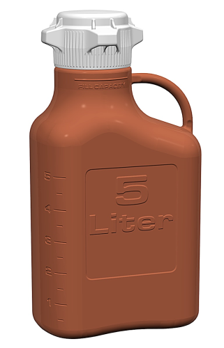 EZgrip Carboy, Amber High Density Polyethylene, 5 L, No Spigot, VersaCap 80, Foxx Life Sciences 15K-1111-OEM
