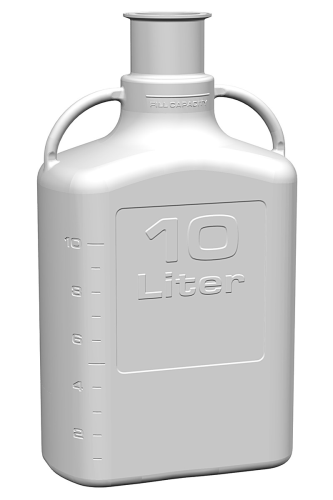EZgrip Carboy, Polypropylene, 10 L, No Spigot, 3 in. Sanitary Neck, Foxx 155-2131-OEM