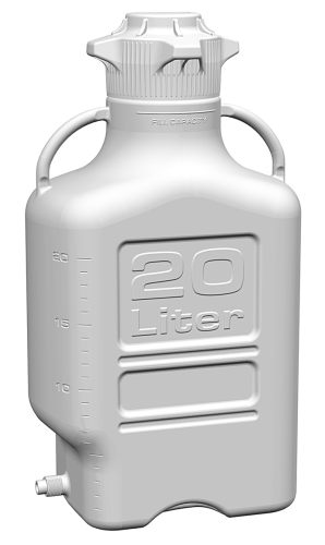 EZgrip Carboy, High Density Polyethylene, 20 L, Spigot, VersaCap EZfil 120, Foxx Life Sciences 152-3221-OEM
