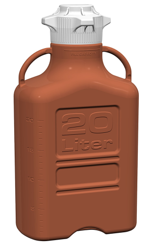 EZgrip Carboy, Amber High Density Polyethylene, 20 L, No Spigot, VersaCap EZfil 120, Foxx Life Sciences 15K-3121-OEM