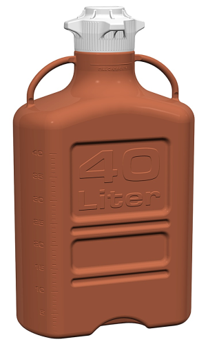 EZgrip Carboy, Amber High Density Polyethylene, 40 L, No Spigot, VersaCap EZfil 120, Foxx LIfe Sciences 15K-5121-OEM