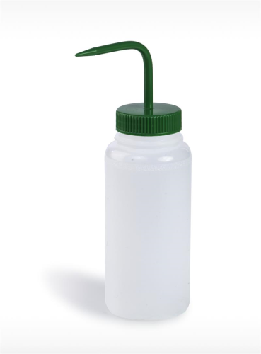 Wide-Mouth PE Wash Bottle with Green Cap, 500 mL (16 oz), 6/PK, Bel Art Products, F11628-0500