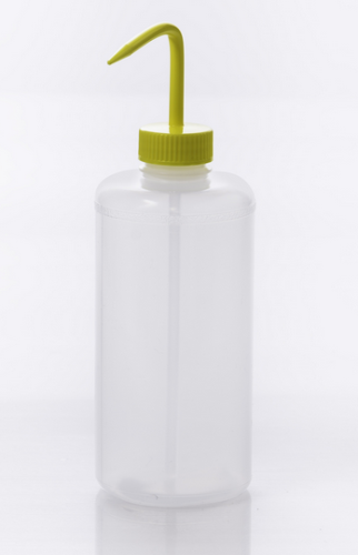 Wash Bottle, Narrow-Mouth Low-Density Polyethylene (LDPE) Bottle with Yellow Polypropylene (PP) Cap Assembly, 1000 mL, 4/PK, Bel Art Products, F11614-1000