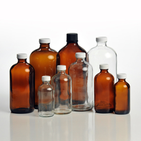 Bottle, Boston Round Clear Glass Narrow-Mouth, 4 oz., Level 3 EPA Certified with PTFE-lined Cap, 24/CS, QEC, 3111-0004 (Representative Image)