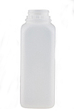 Bottle, Square, Narrow Mouth, High Density Polyethylene, 16 oz. (38 mm Cap Required), Consolidated Container, 016JS1N001X001