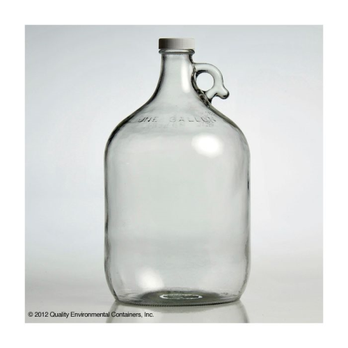 1 Gallon Clear Glass Jug (Level 1) with Narrow Mouth 38-400 Cap, 4/CS