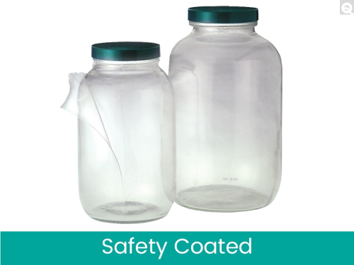 Bottle, Wide-Mouth Glass Plastic Coated 1/2 Gal., 70 mm Neck