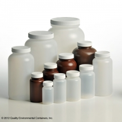 Bottle, Round Wide-Mouth HDPE, 8 oz., Level 1 with Polyethylene-Foam Lned Cap, 24/CS, QEC, 1213-0008