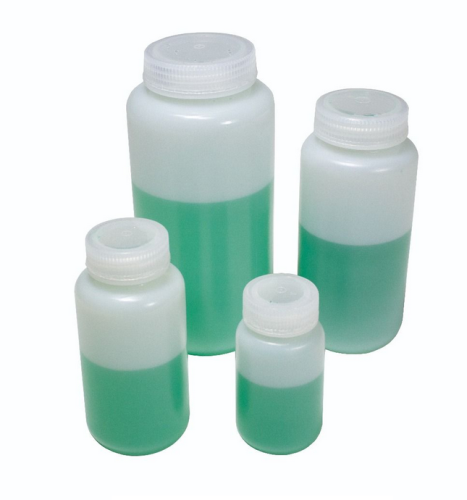 Reagent Bottles, Wide Mouth, HDPE, 500 mL, CS/125 Bottles, 33409-BULK
