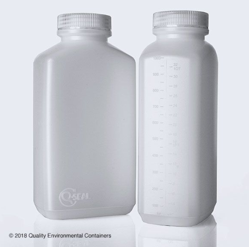 Bottles, Q-Seal Wide-Mouth HDPE Oblong, Assembled Level 1, 34 oz, 12/CS