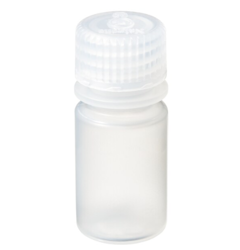 Nalgene Bottle, Small, Diagnostic, Round, Narrow-Mouth, Translucent Polypropylene Copolymer with Polypropylene Cap, 8 mL, Tray Packaging, 1500/CS, Thermo Scientific, 322006-9050