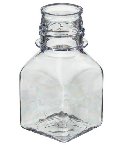 Nalgene Bottle, Square Narrow-Mouth, Polycarbonate (PC) without Cap, 125 mL, Tray Packaging, 96/CS, Thermo Scientific, 362015-0125