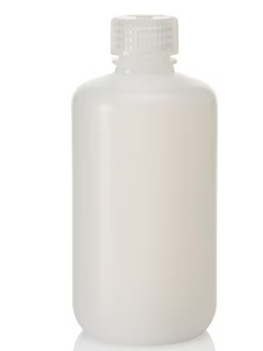 Nalgene Bottle, Round Narrow-Mouth, Economy High-Density Polyethylene (HDPE) with Polypropylene (PP) Cap, 250 mL, Bulk Packaging, 250/CS, Thermo Scientific, 332089-0008