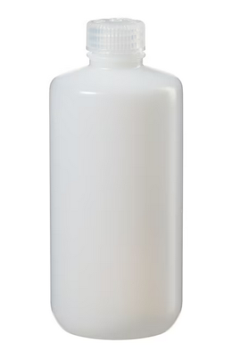 Nalgene Bottle, Round Narrow-Mouth, Economy High-Density Polyethylene (HDPE) with Polypropylene (PP) Cap, 500 mL, Bulk Packaging, 125/CS, Thermo Scientific, 332089-0016