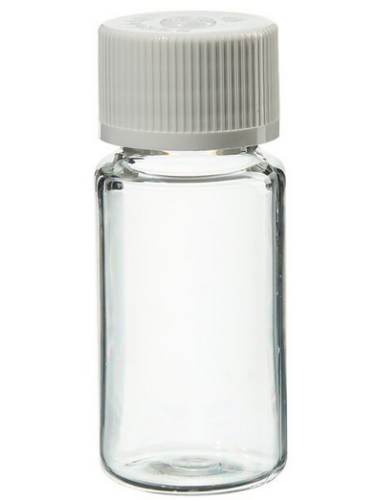 Nalgene Bottle, Clear, Round Narrow-Mouth, Polyethylene Terephthalate Glycol, (PETG) with White High-Density Polyethylene (HDPE) Cap, 10 mL, Sterile, Diagnostic, 500/CS, Thermo Scientific, 342035-0010