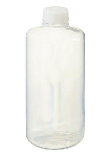 Nalgene Bottle, Fluorinated Ethylene Propylene (FEP) with White Ethylene Tetrafluoroethylene (ETFE) Cap, 500 mL, 50/CS, Thermo Scientific, 331600-0016
