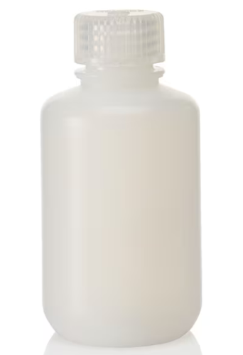 Nalgene Bottle, Round, Narrow-Mouth, High-Density Polyethylene IP2 with Polypropylene Cap, 125 mL, Bulk Packaging, 500/CS, Thermo Scientific, 312099-0004