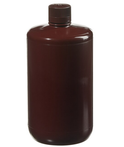 Nalgene Bottle, Large, Round, Narrow-Mouth, Opaque Amber Polypropylene Copolymer (PPCO) with Opaque Amber Polypropylene Cap, 2 L, 6/CS, Thermo Scientific, 2204-0005