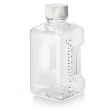Nalgene Bottle, Biotainer Polyethylene Terephthalate Glycol (PETG), with Polyethylene-Foam Lined Polypropylene Cap, Square, Sterile, 1 L, 35/CS (7 Lab Pks of 5), Thermo Scientific, 3110-42