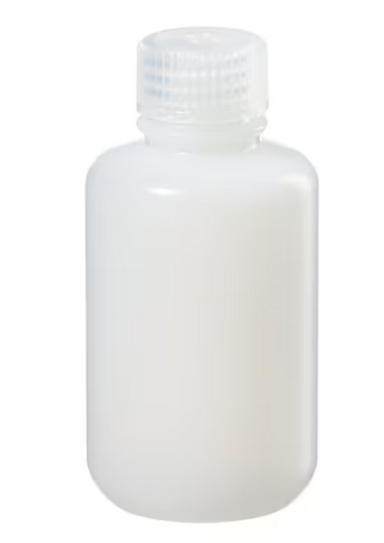 Nalgene Bottle, Narrow-Mouth IP2 Transport, High-Density Polyethylene (HDPE) with Polypropylene Cap, Round, 125 mL, 72/CS, Thermo Scientific, 2099-0004