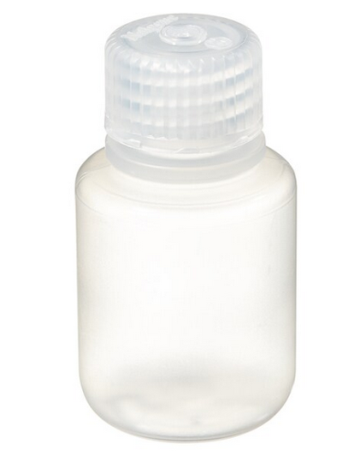 Nalgene Bottle, Economy, Round, Narrow-Mouth, Polypropylene Copolymer (PPCO) with Polypropylene (PP) Cap, 30 mL, 72/CS, Thermo Scientific, 2087-0001