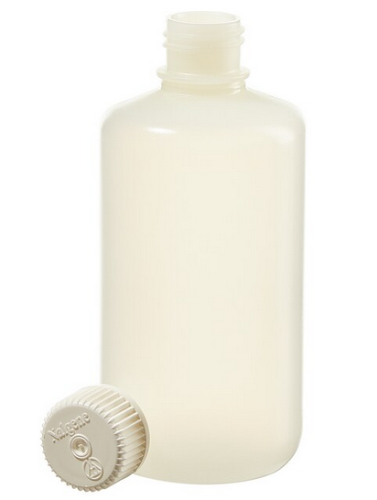 Nalgene Bottle, Round, Narrow-Mouth, High-Density Polyethylene (HDPE) with Polypropylene (PP) Cap, Sterile, Shrink-Wrapped, 250 mL, 180/CS, Thermo Scientific, 342089-0008
