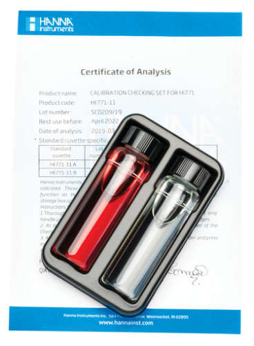 Certified Standard Calibration Checking Set for Checker HC Ultra High Range Chlorine Colorimeter, Hanna Instruments, HI771-11