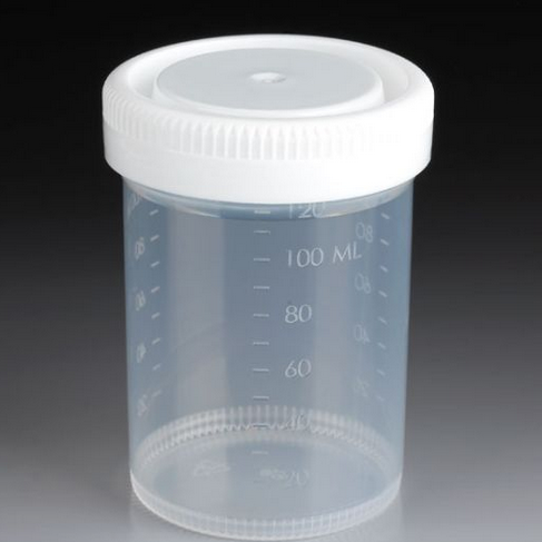 Container, Tite-Rite, 120 mL (4 oz), Polypropylene, 53 mm Opening, Graduated, with Separate White Screwcap, 300/CS, Globe Scientific, 6527
