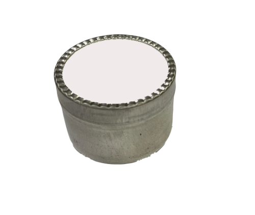 Box, Specimen, Seamless Tin Deep-Style Silver with White Write-on Label, 1 oz, 1-1/2 in. Diameter x 1-1/16 in. Height