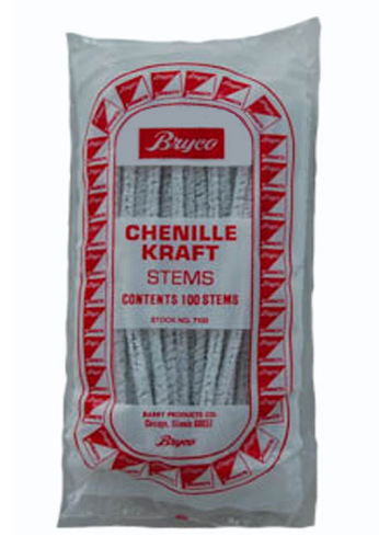 Pipe Cleaners/Craft Stems, White, 150mm x 4mm Diameter, 100/PK