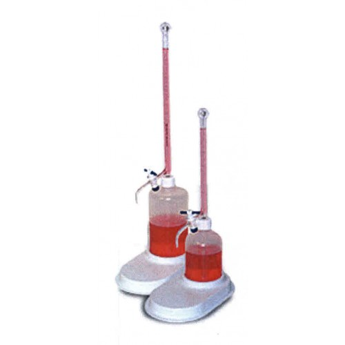Buret, Squeeze-O-Matic, 10 mL, withTeflon Plug, Base, and 500 mL Polyethylene Bottle, AMK Glass, Inc., TG-18435-1016