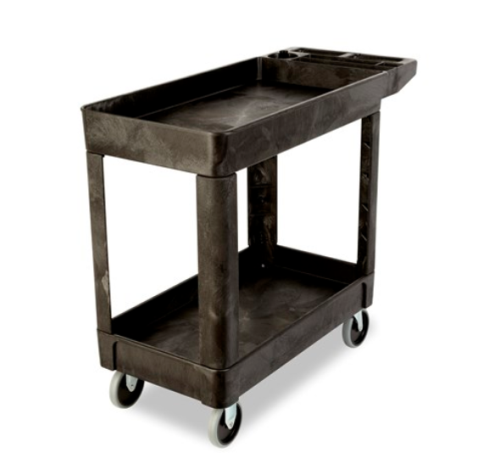 Cart, Rubbermaid Utility, 39 in. L x 18 in. W x 33 in. H, 2 shelves, Black, 500lb. Capacity
