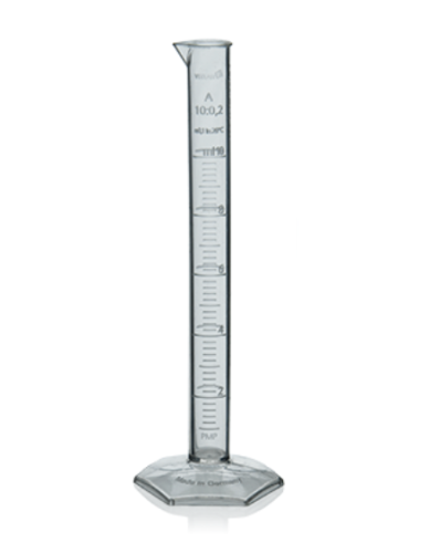 Graduated Cylinder, Polymethylpentene (PMP), 10 mL, Class A, Molded-In Graduations, Certified, 2/PK, Brandtech, V64604