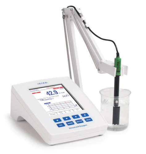 Dissolved Oxygen/BOD Meter, Laboratory Research Benchtop with Probe, Membranes, Electrolyte, Hanna Instruments, HI5421-01