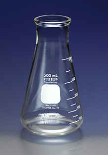 Flask, Pyrex, Erlenmeyer, Wide Mouth, Heavy Duty Rim, Graduated, 250 mL, Corning 5100-250