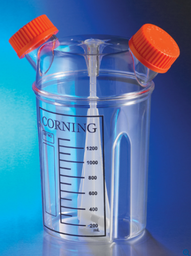 Spinner Flask, Disposable, STERILE, Polystyrene, with 2 Side Arms and Orange Screw Caps, 1 L, 6/CS, Corning, 3561