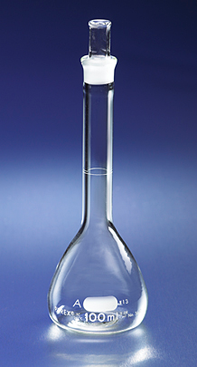 Flask, Pyrex, Volumetric, Class A, with Pyrex Standard Taper Stopper, 5 mL, Corning 5640-5