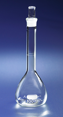 Flask, Pyrex, Volumetric, Class A, with Pyrex Standard Taper Stopper, 50 mL, Corning 5640-50