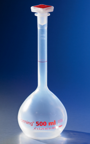 Flask, Volumetric, Class A, PMP, with Tapered Stopper, 100 mL 6/CS, Corning, 5640P-100
