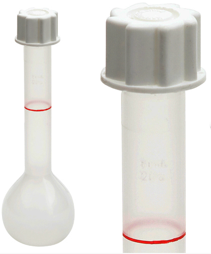 Volumetric Flask, Kartell Polypropylene, Class B, With Stoppers, 50 mL, 5/CS, Dynalon Labware, 241514-0050