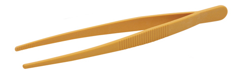 Tweezers, Polymethylpentene (PMP), Yellow, Round Tips, 7 in. (180 mm) long