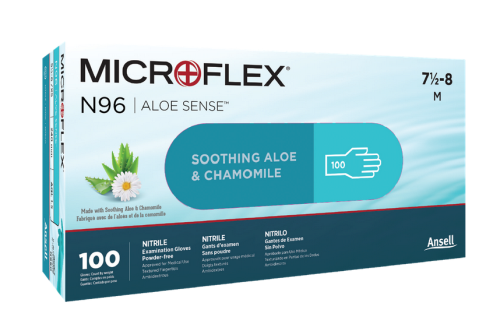 Gloves, Microflex Aloe Sense, Nitrile, Teal, Non-Sterile, Size XL (9.5 to 10), 100/PK, 10 PK/CS, Ansell, N964