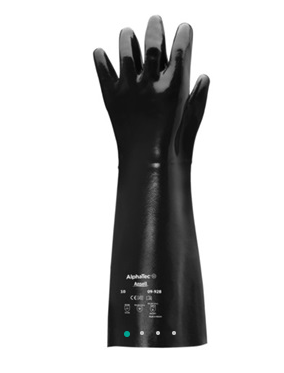 Gloves, Ansell AlphaTec Size 10, 17.7 in. Cuff, Fleece Jersey Lined, Coated Chemical Resistant
