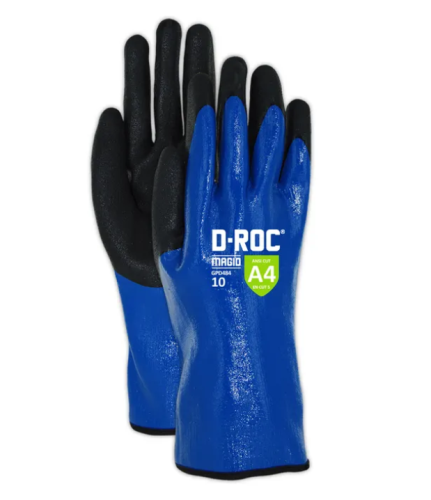 D-ROC Chemical Resistant and Waterproof Fully Coated Nitrile Work Glove-Cut Level A4, X-Large (Size 10), 1 Pr/PK, Magid, GPD484-10