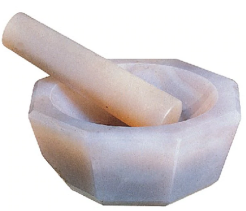 Mortar & Pestle Set, Octagonal Shape, Thick Walled Agate, 100 mm, Walter Stern, 400H
